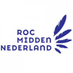 ROC Midden Nederland-logo in blauw met vijf veren aan de rechterkant.