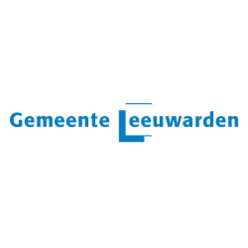 Gemeente Leeuwarden logo in blauwe tekst.