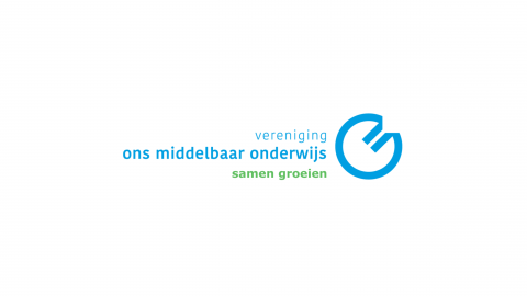 Vereniging-logo met blauwe tekst en symbool, en de slogan "samen groeien" hieronder.