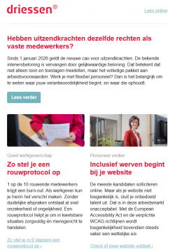 E-mailnieuwsbrief met kop "Hebben uitzendkrachten dezelfde rechten als vaste medewerkers?"