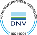 DNV-logo met groene, blauwe en zwarte lijnen binnen cirkel.
